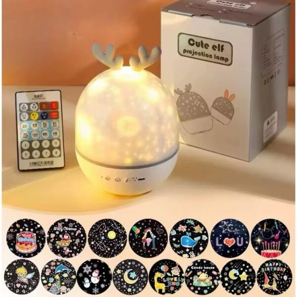 Veilleuse projecteur musical avec télécommande – Étoiles et planètes