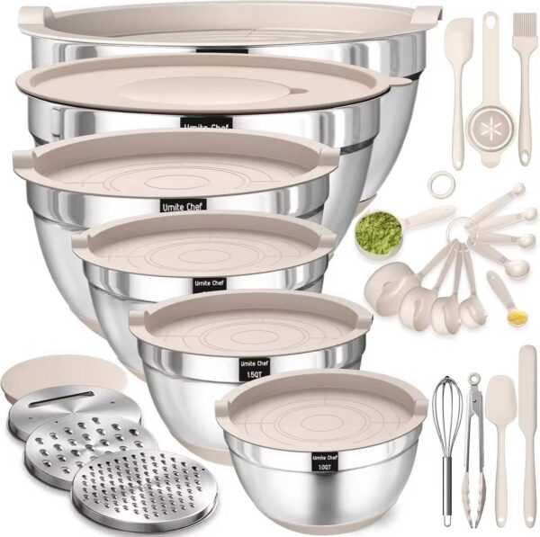 Set de Bols Inox Multifonctions – Couvercles Hermétiques & Râpes Incluses