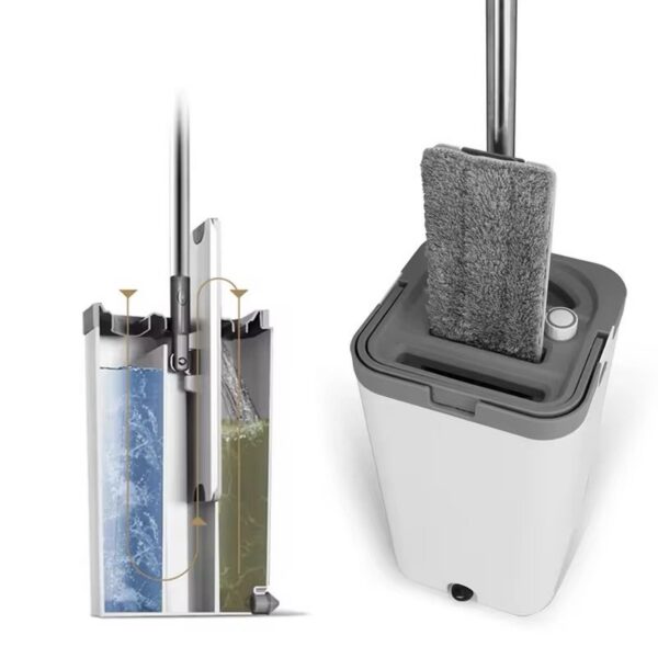 Serpillière Magique avec Seau à Double Compartiment – Système d’Essorage Automatique